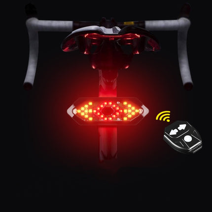 Remote Steering Tail Light USB Rechargeable Mountain Bike Waterproof Night Riding 32LED Bicycle With Horn Warning Light(Black)-garmade.com