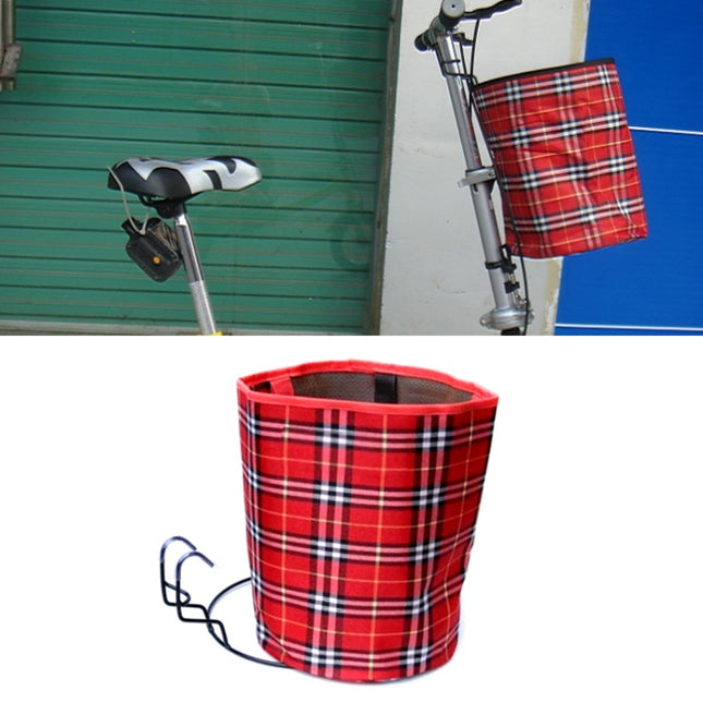 5 PCS Bicycle Basket Cloth Hanging Basket Folding Bicycle Basket(Red Square)-garmade.com