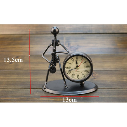 2 PCS Iron Stainless Steel Small Table Clock Retro Personality Clock Birthday Gift(C69 Saxophone Clock)-garmade.com