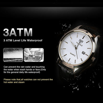 YAZOLE 308 Luminous Quartz Watch Men Watch(Black Tray Brown Belt)-garmade.com