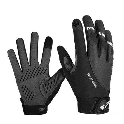 WEST BIKING YP0211209 Bicycle Gloves Shock Absorber Anti-Slip Touch Screen Glove, Size: M(Black)-garmade.com