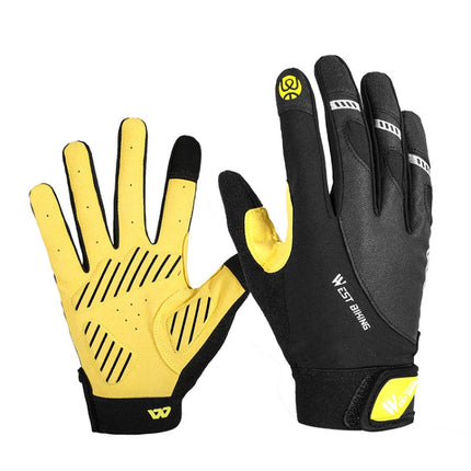 WEST BIKING YP0211209 Bicycle Gloves Shock Absorber Anti-Slip Touch Screen Glove, Size: M(Yellow Black)-garmade.com