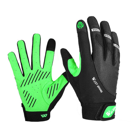 WEST BIKING YP0211209 Bicycle Gloves Shock Absorber Anti-Slip Touch Screen Glove, Size: M(Green Black)-garmade.com