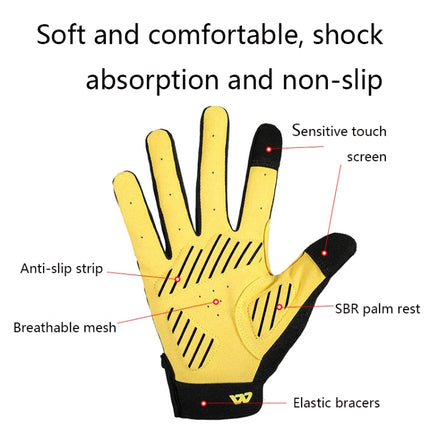WEST BIKING YP0211209 Bicycle Gloves Shock Absorber Anti-Slip Touch Screen Glove, Size: M(Yellow Black)-garmade.com