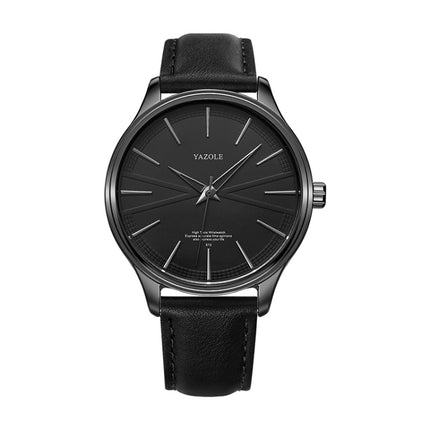 YAZOLE 512 Casual Quartz Men Watch(Black Shell Black Tray Black Belt)-garmade.com