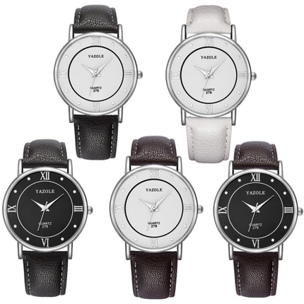 YAZOLE 279 Business Casual Analog Quartz Couple Watch(White Tray White Belt Small)-garmade.com