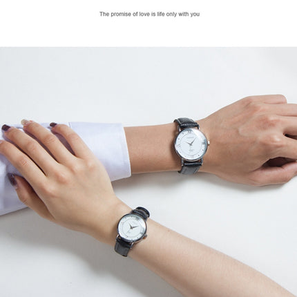 YAZOLE 279 Business Casual Analog Quartz Couple Watch(White Tray Brown Belt Small)-garmade.com