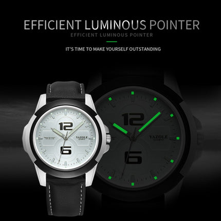 YAZOLE 418 Sports Watch Casual Fashion Luminous Men Quartz Watch(Black Tray Black Belt)-garmade.com