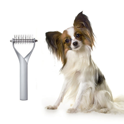 Pet Comb Zinc Alloy Double-Sided Cat Dog Cleaning Beauty Hair Removal Comb, Specification: Silver Small(Ordinary Packaging)-garmade.com