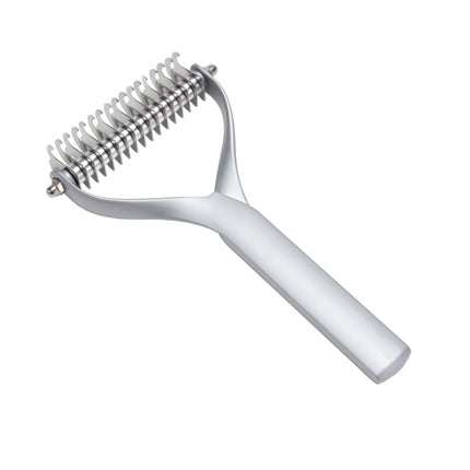 Pet Comb Zinc Alloy Double-Sided Cat Dog Cleaning Beauty Hair Removal Comb, Specification: Silver Large(Ordinary Packaging)-garmade.com