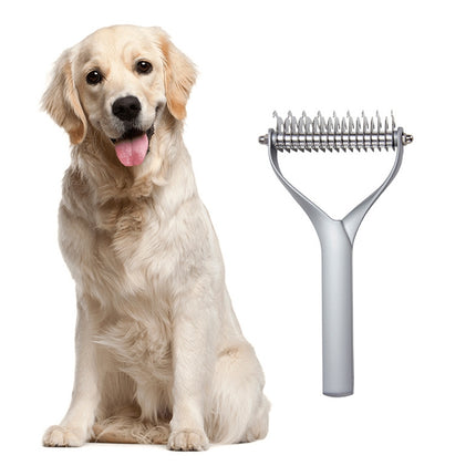 Pet Comb Zinc Alloy Double-Sided Cat Dog Cleaning Beauty Hair Removal Comb, Specification: Silver Large(Ordinary Packaging)-garmade.com