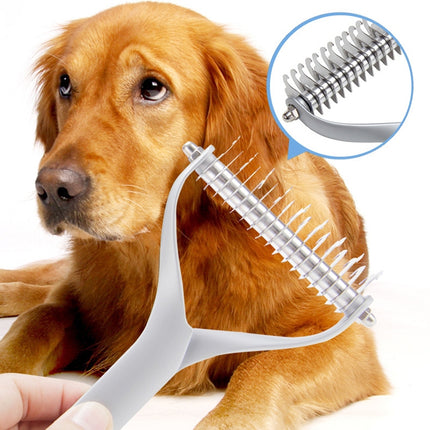 Pet Comb Zinc Alloy Double-Sided Cat Dog Cleaning Beauty Hair Removal Comb, Specification: Silver Large(Ordinary Packaging)-garmade.com