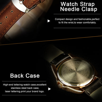YAZOLE 336 Roman Numeral Dial Men Business Watch Luminous Quartz Watch(Gold Shell Black Tray Black Belt)-garmade.com