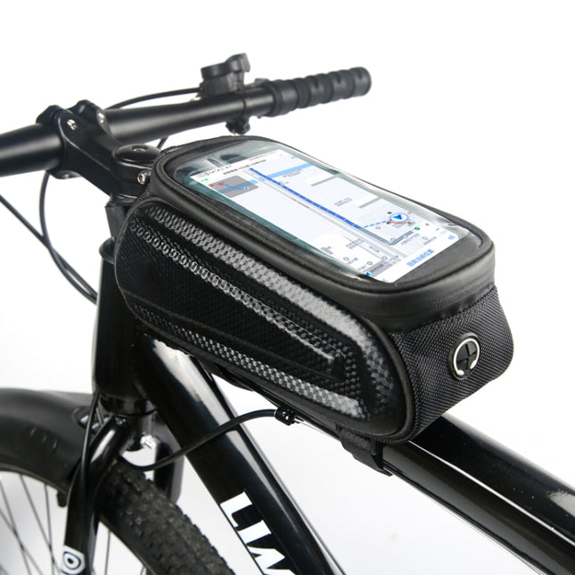 B50 Bicycle Hard Shell Front Beam Bag Mobile Phone Touch Screen Anti-Pouring Water Tube Bag(Black)-garmade.com