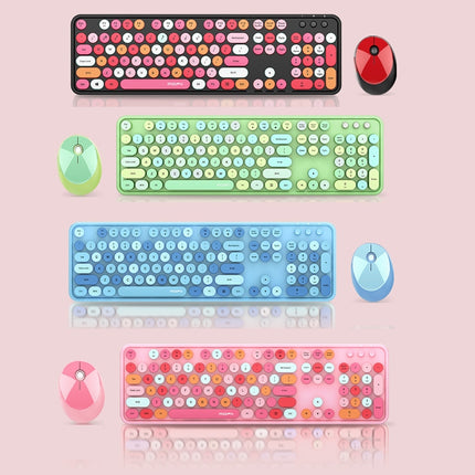 Mofii Sweet Wireless Keyboard And Mouse Set Girls Punk Keyboard Office Set, Colour: Green Mixed Version-garmade.com