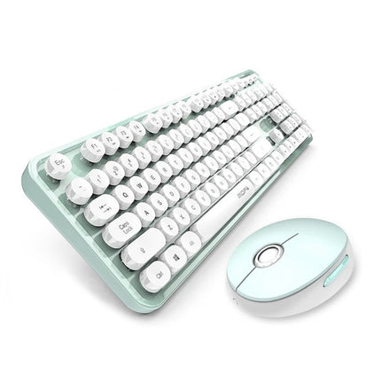 Mofii Sweet Wireless Keyboard And Mouse Set Girls Punk Keyboard Office Set, Colour: White Green Ordinary Version-garmade.com