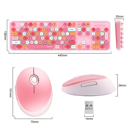 Mofii Sweet Wireless Keyboard And Mouse Set Girls Punk Keyboard Office Set, Colour: Milk Tea Mixed Color-garmade.com