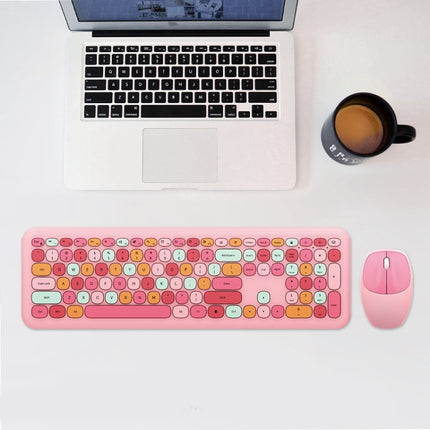 MOFii 666 110-Keys Color Lipstick Wireless Keyboard And Mouse Set Punk Keyboard Office Set(Pink )-garmade.com