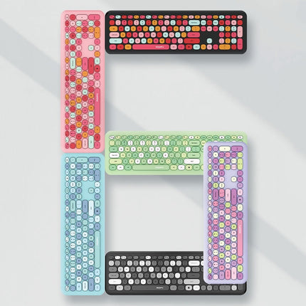 MOFii 666 110-Keys Color Lipstick Wireless Keyboard And Mouse Set Punk Keyboard Office Set(Pink )-garmade.com