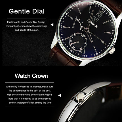 YAZOLE Men Business Quartz Watch(315 White Tray Brown Belt)-garmade.com