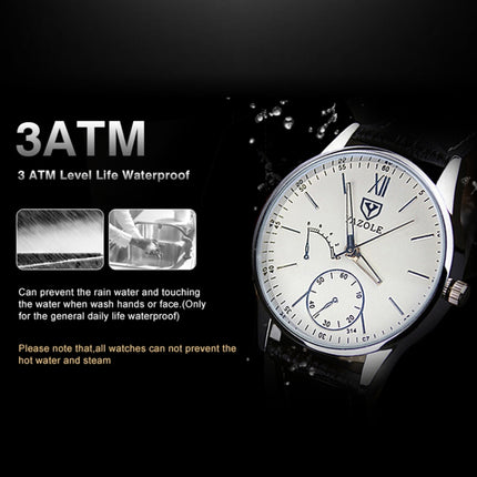 YAZOLE Men Business Quartz Watch(314 White Tray Brown Belt)-garmade.com