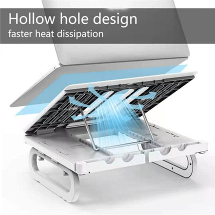 A23 Foldable Notebook Stand With 10-Speed Adjustment Computer Cooling Lifting Stand, Colour: Detachable Accessories 3.0HUB (White)-garmade.com