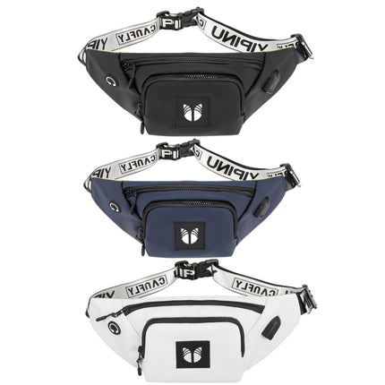 YIPINU YPU-DS Fashion Chest Bag Messenger Bag Waist Bag Waterproof Sports Mobile Phone Bag with External USB Port(Black)-garmade.com