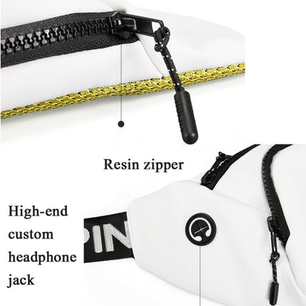 YIPINU YPU-DS Fashion Chest Bag Messenger Bag Waist Bag Waterproof Sports Mobile Phone Bag with External USB Port(Black)-garmade.com