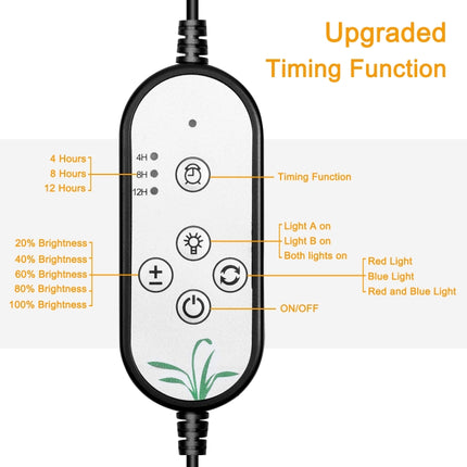 LED Plant Growth Lamp Red Blue Spectrum 5-Speed Dimming Timing Fill LightLED Plant Growth Lamp, Power: 15W (One Head)-garmade.com