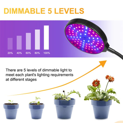 LED Plant Growth Lamp Red Blue Spectrum 5-Speed Dimming Timing Fill LightLED Plant Growth Lamp, Power: 45W (Three Heads)-garmade.com