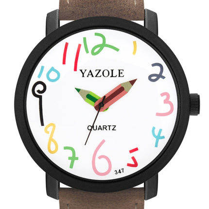 YAZOLE Personality Arabic Numeral Dial Student Watch Quartz Children Watch(347 Black Tray Black Belt)-garmade.com