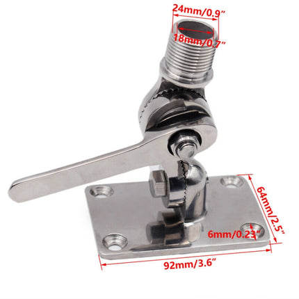 316 Stainless Steel Marine VHF Adjustable Antenna Base Mount For Boat, Specification: 92mm-garmade.com