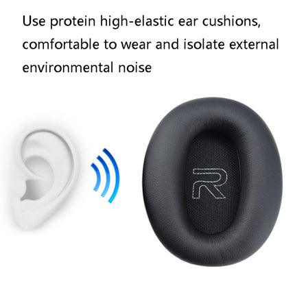 1 Pair Protein Skin Leather Headest Sponge Earmuffs For Edifier W820BT / W808BT / K815 / K815PG1 / H840 / K800 / K830(Gray)-garmade.com