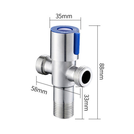 2 PCS Stainless Steel Double Outlet Angle Valve Single Handle Double Control 1 In 2 Out Electroplating Wire Drawing Angle Valve, Specification: Drawing-garmade.com