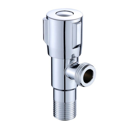 2 PCS Stainless Steel Angle Valve Single Handle Electroplating Wire Drawing Angle Valve, Specification: Three Round Plated Hot Water-garmade.com