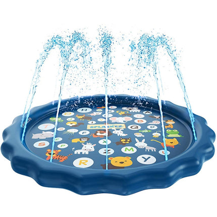 Round Water Pad Children Water Fun Toy Outdoor Lawn Mat, Diameter: 170cm( Blue Letter)-garmade.com