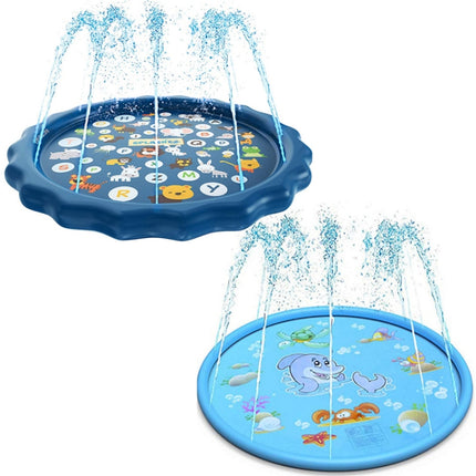 Round Water Pad Children Water Fun Toy Outdoor Lawn Mat, Diameter: 170cm( Blue Letter)-garmade.com