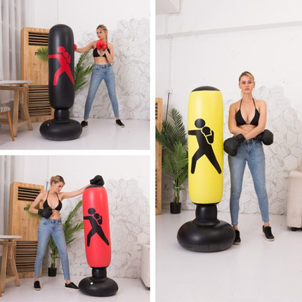 Thickened Fitness Adult Children Vertical Inflatable Non-Tumbler Boxing Column Inflatable Venting Angry Boxing Sandbag, Specification: Height 160cm(Black)-garmade.com