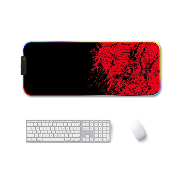 250x350x3mm F-01 Rubber Thermal Transfer RGB Luminous Non-Slip Mouse Pad(Red Fox)-garmade.com