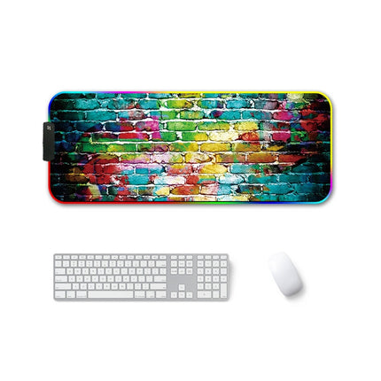 350x600x4mm F-01 Rubber Thermal Transfer RGB Luminous Non-Slip Mouse Pad(Colorful Brick)-garmade.com