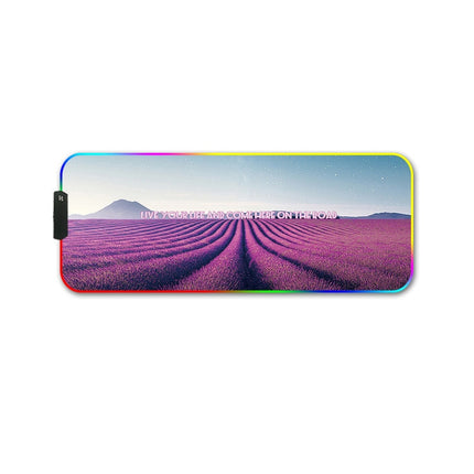 300x800x3mm F-01 Rubber Thermal Transfer RGB Luminous Non-Slip Mouse Pad(Lavender)-garmade.com