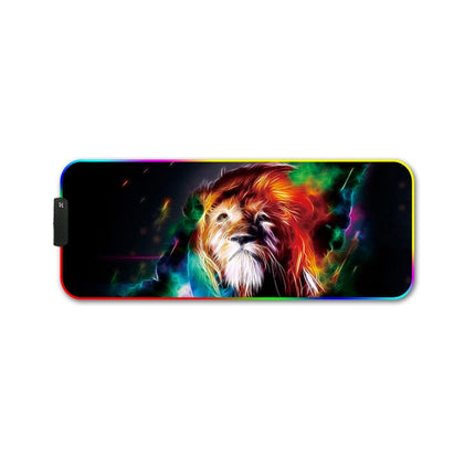 300x800x3mm F-01 Rubber Thermal Transfer RGB Luminous Non-Slip Mouse Pad(Colorful Lion)-garmade.com