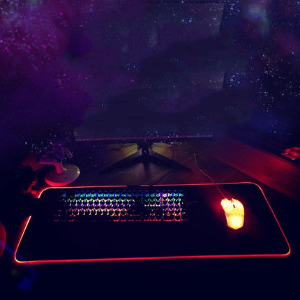 300x800x3mm F-01 Rubber Thermal Transfer RGB Luminous Non-Slip Mouse Pad(Brontosaurus)-garmade.com