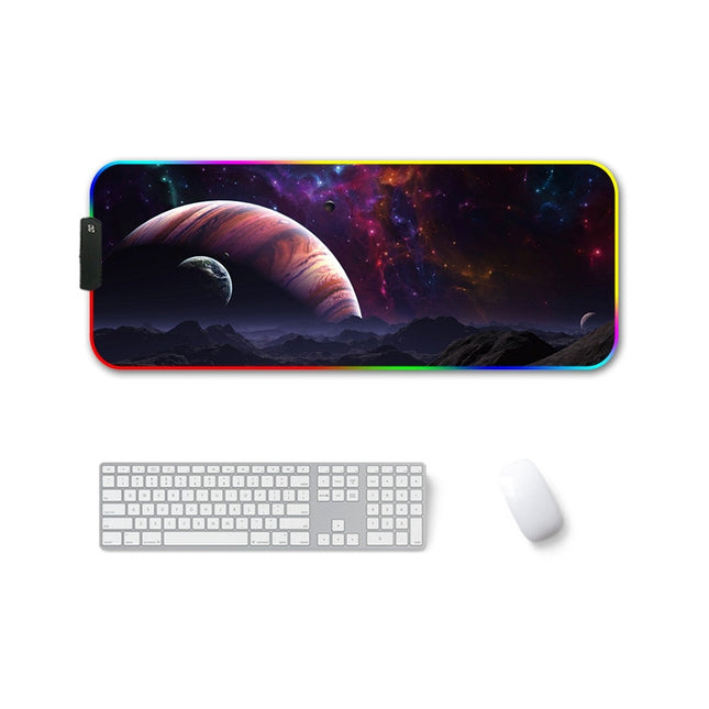 400x900x4mm F-01 Rubber Thermal Transfer RGB Luminous Non-Slip Mouse Pad(Vast Starry Sky)-garmade.com