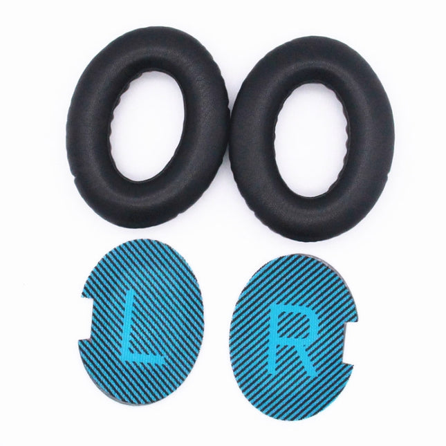 2 PCS Headset Lambskin Sponge Cover Earmuffs For Bose QC25 / QC15 / QC2 / QC35 / AE2i(Black+Blue)-garmade.com