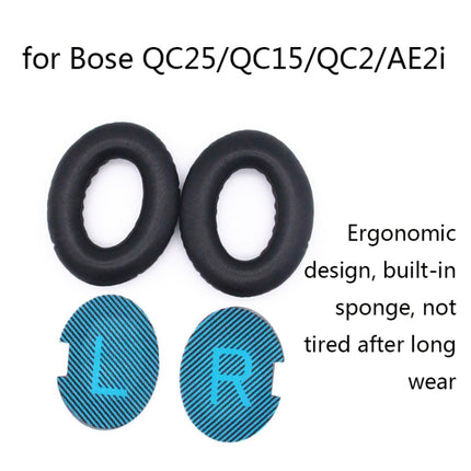 2 PCS Headset Lambskin Sponge Cover Earmuffs For Bose QC25 / QC15 / QC2 / QC35 / AE2i(Black+Black)-garmade.com