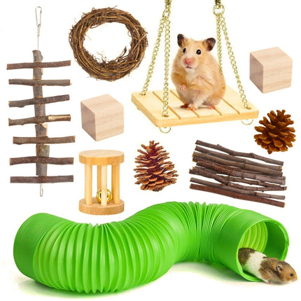 10 PCS / Set Hamster Toy Pet Rabbit Guinea Pig Parrot Play Grinding Wood Toys-garmade.com