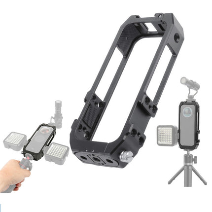 KF42730 For Insta360 One X-2 Metal Camera Vertical Cage Protection Frame with Cold Shoe-garmade.com