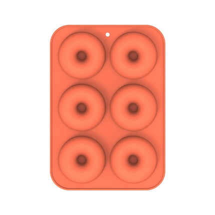 4 PCS Oven Baking Tools Silicone Cake Donut Mold(6 Even Orange)-garmade.com