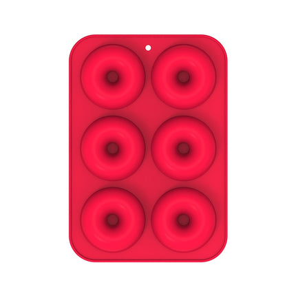 4 PCS Oven Baking Tools Silicone Cake Donut Mold(6 Even Red)-garmade.com
